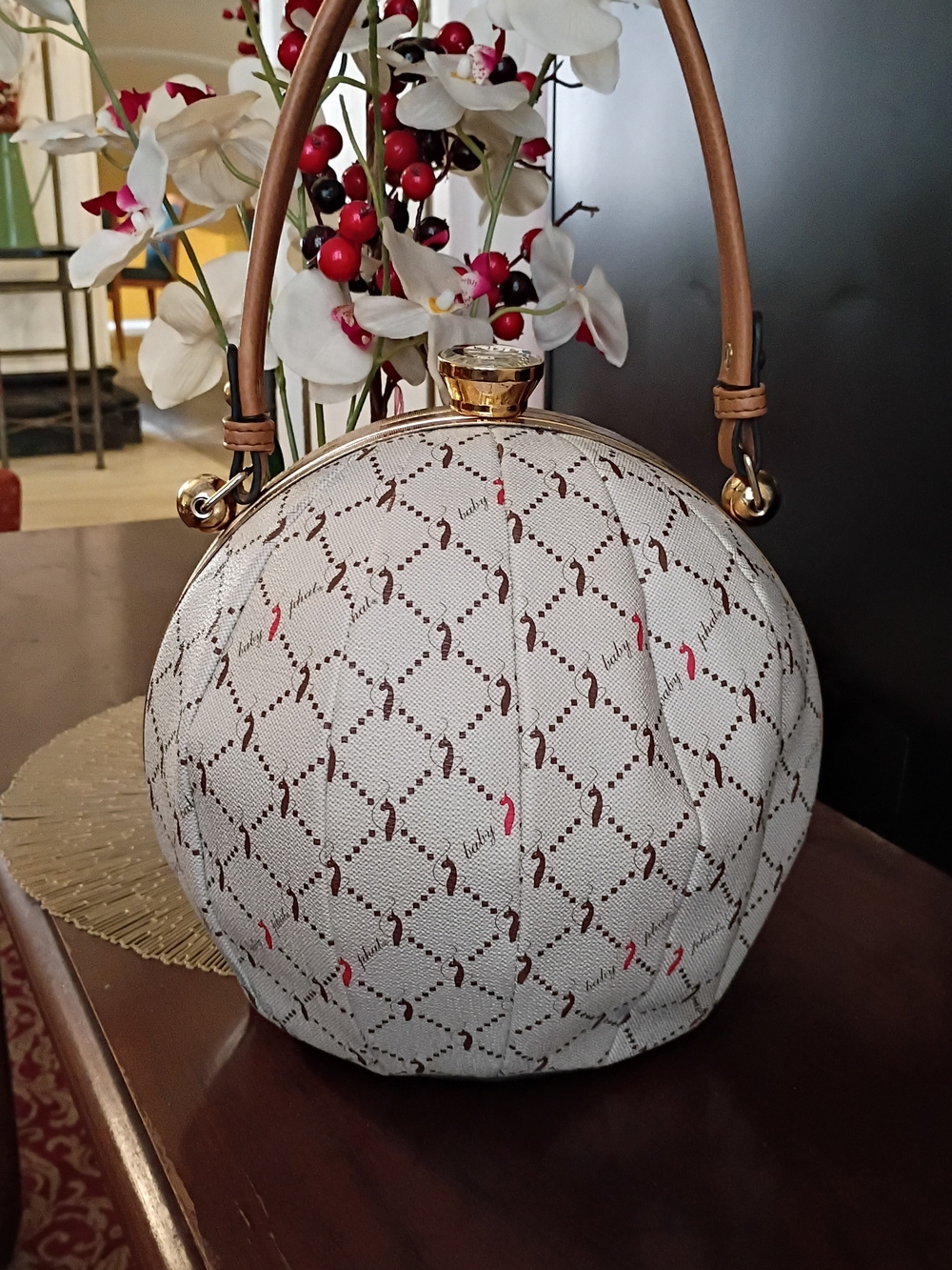 Baby Phat Vintage Sphere  Clasp Handbag Monogram Print